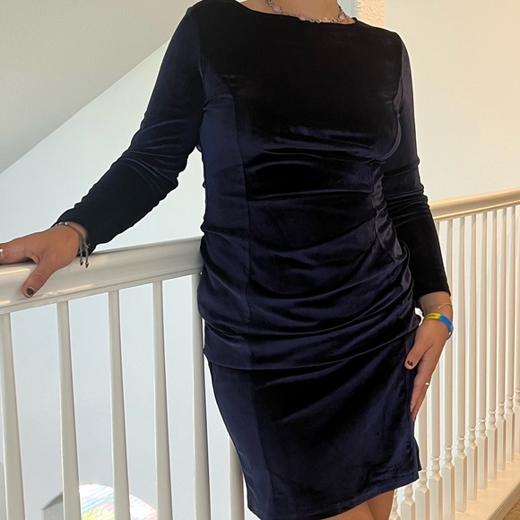 NWT Belle Poque Velvet Dress | SIZE L | Navy blue - Picture 3 of 8